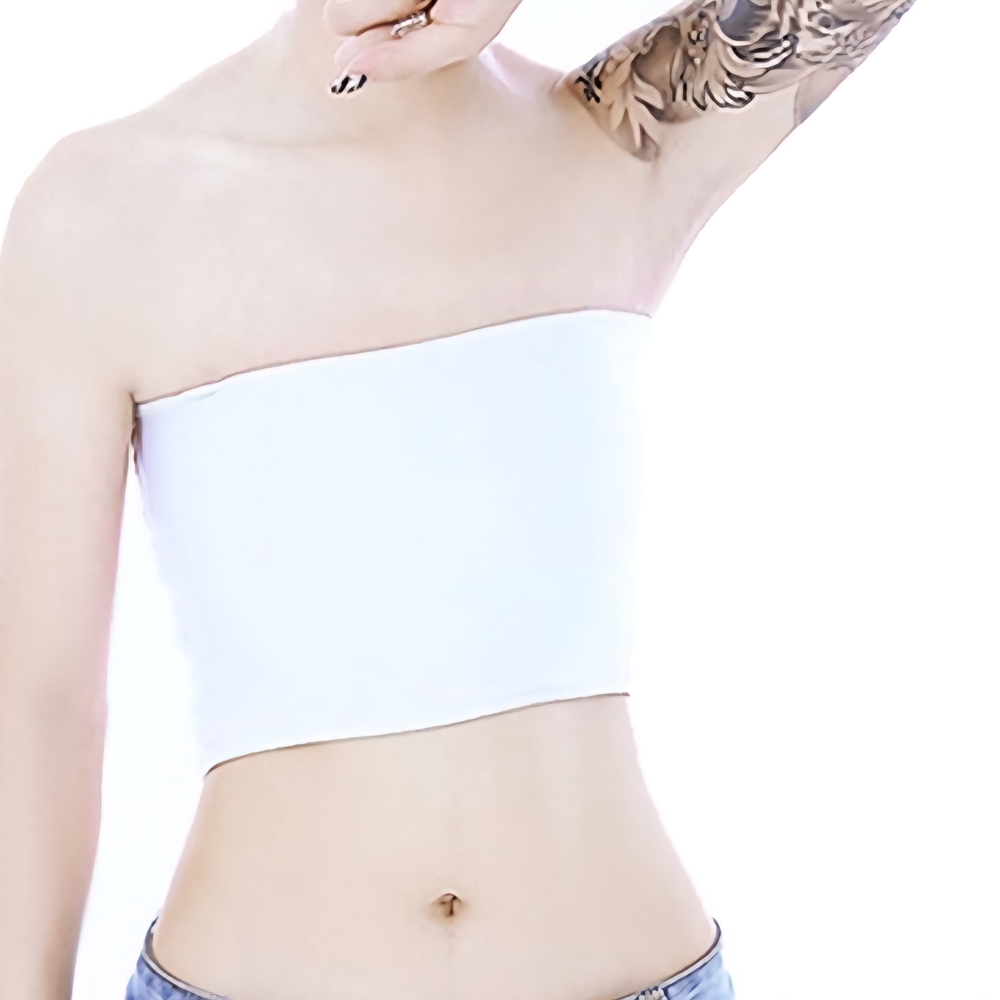 White Strapless Tube Top